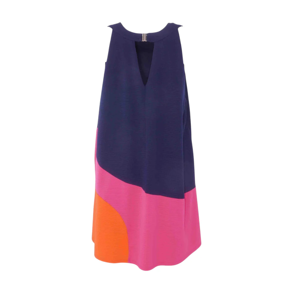 Navy Color Block Midi Dress - Image 2