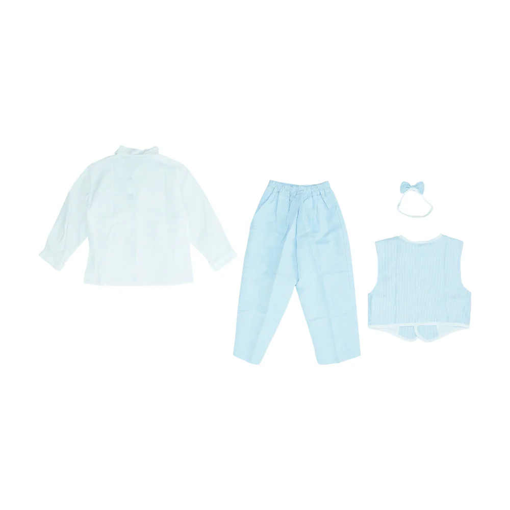 Vintage Blue Striped 4pc Suit - Image 2