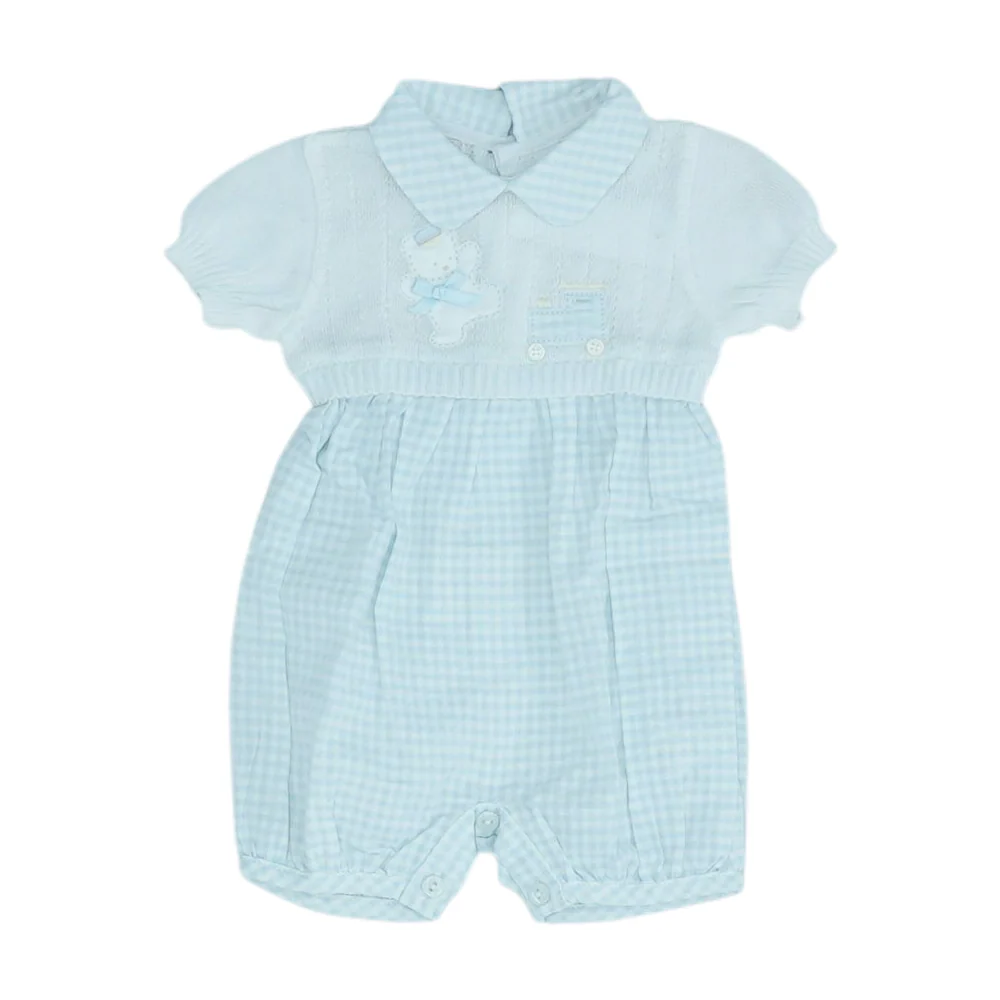 Vintage Blue Check Short Sleeve One-Piece
