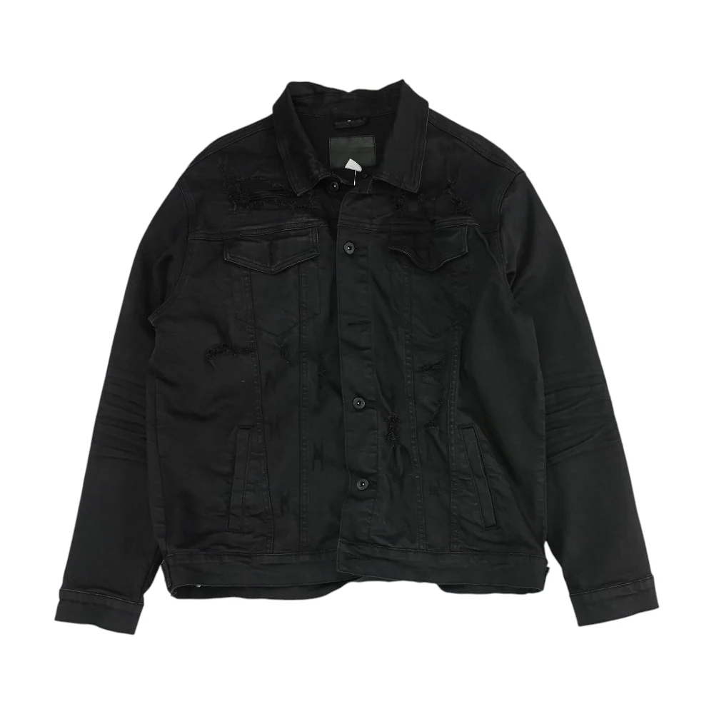 Black Solid Denim Jacket