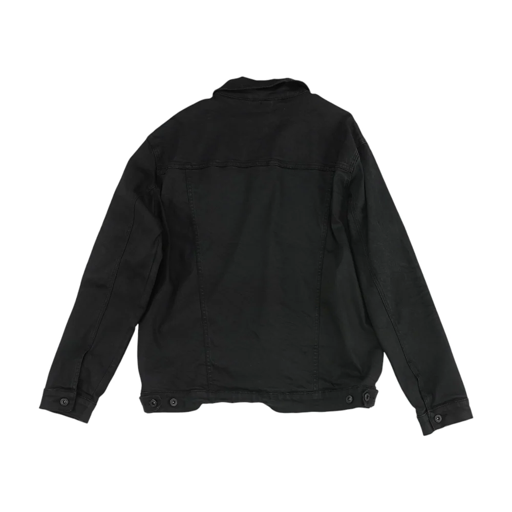 Black Solid Denim Jacket - Image 2