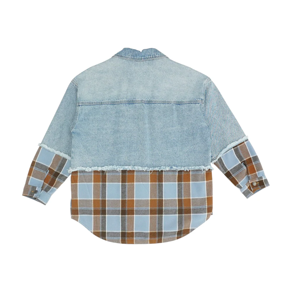 Blue Solid Denim Jacket - Image 2