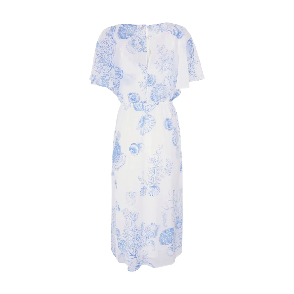 White Petite Print Midi Dress - Image 2