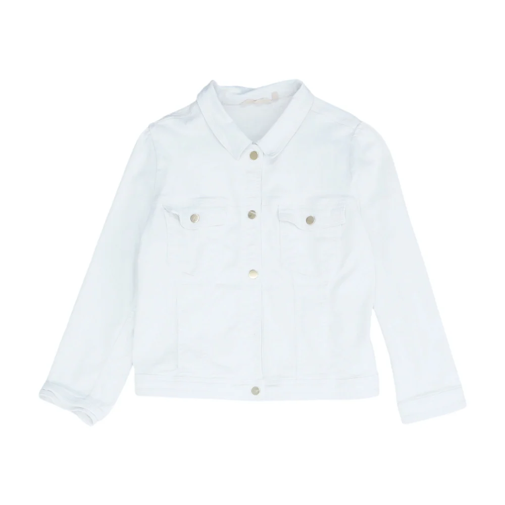White Solid Denim Jacket