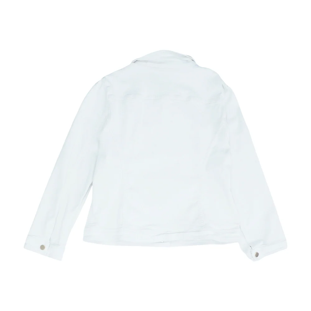 White Solid Denim Jacket - Image 2