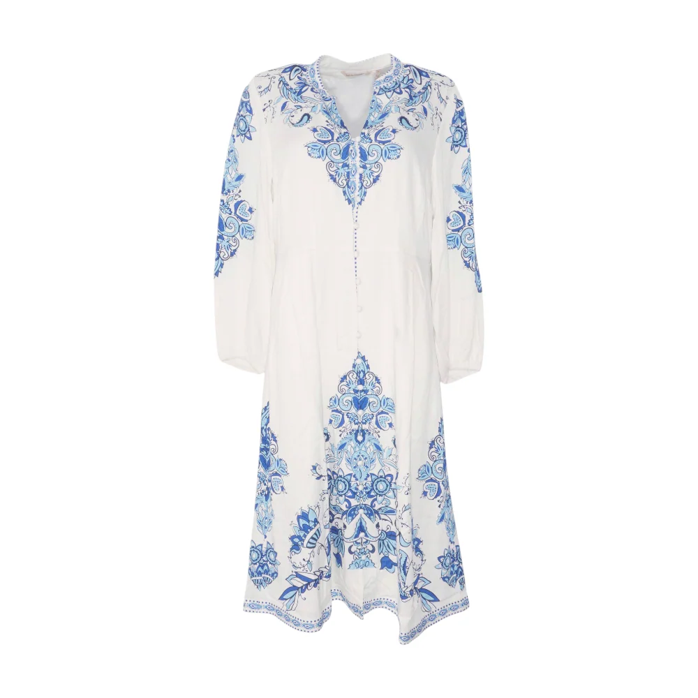 White Paisley Midi Dress