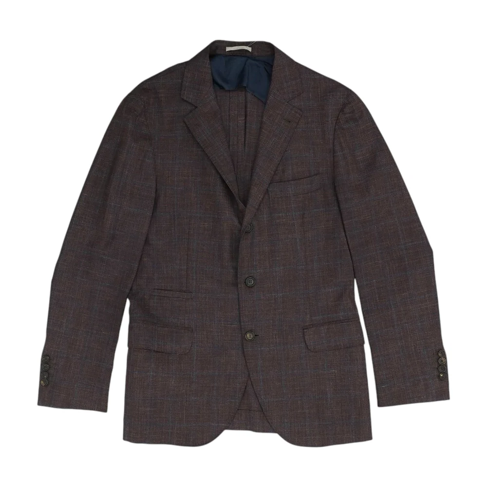 Burgundy Plaid Wool, Silk & Linen Sport Coat