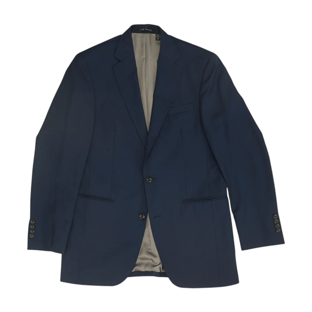 Navy Long Solid Sport Coat