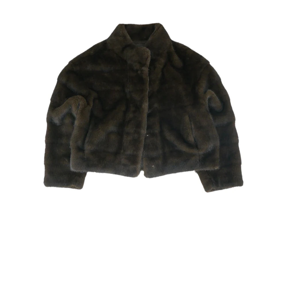 Brown Solid Fur Jacket