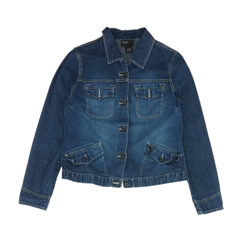 Blue Solid Denim Jacket