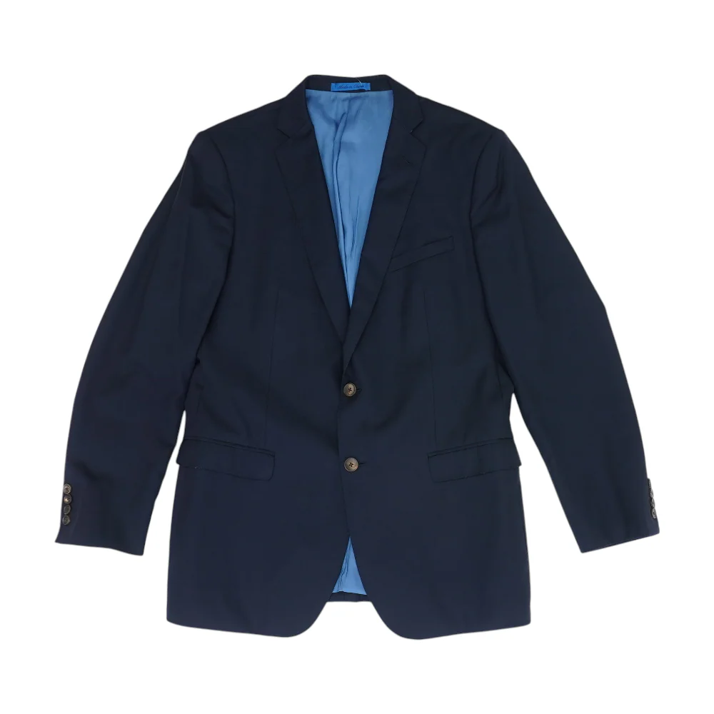 Navy Long Solid Suit Jacket