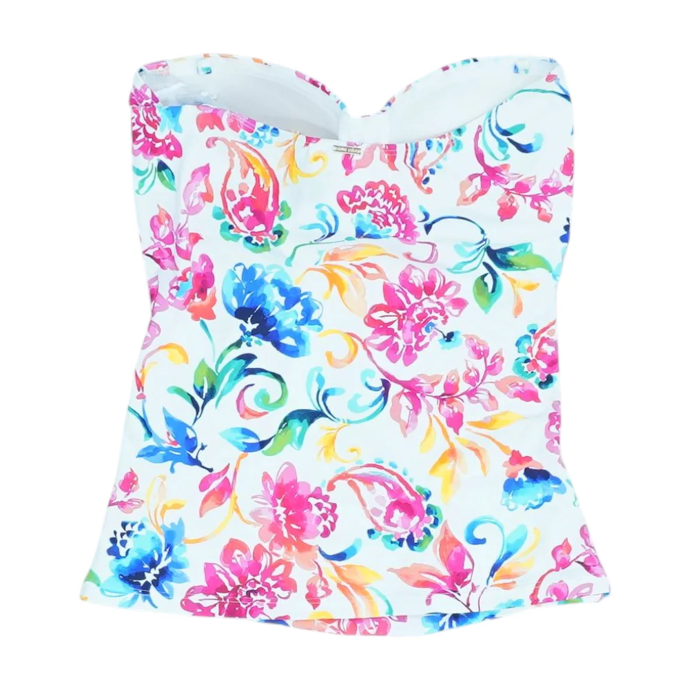 White Floral Swim Top - Image 2