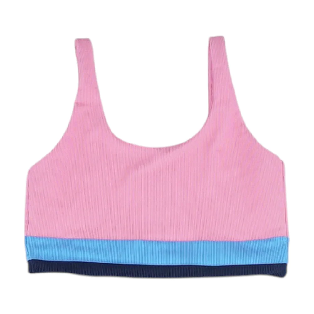 Pink Color Block Swim Top