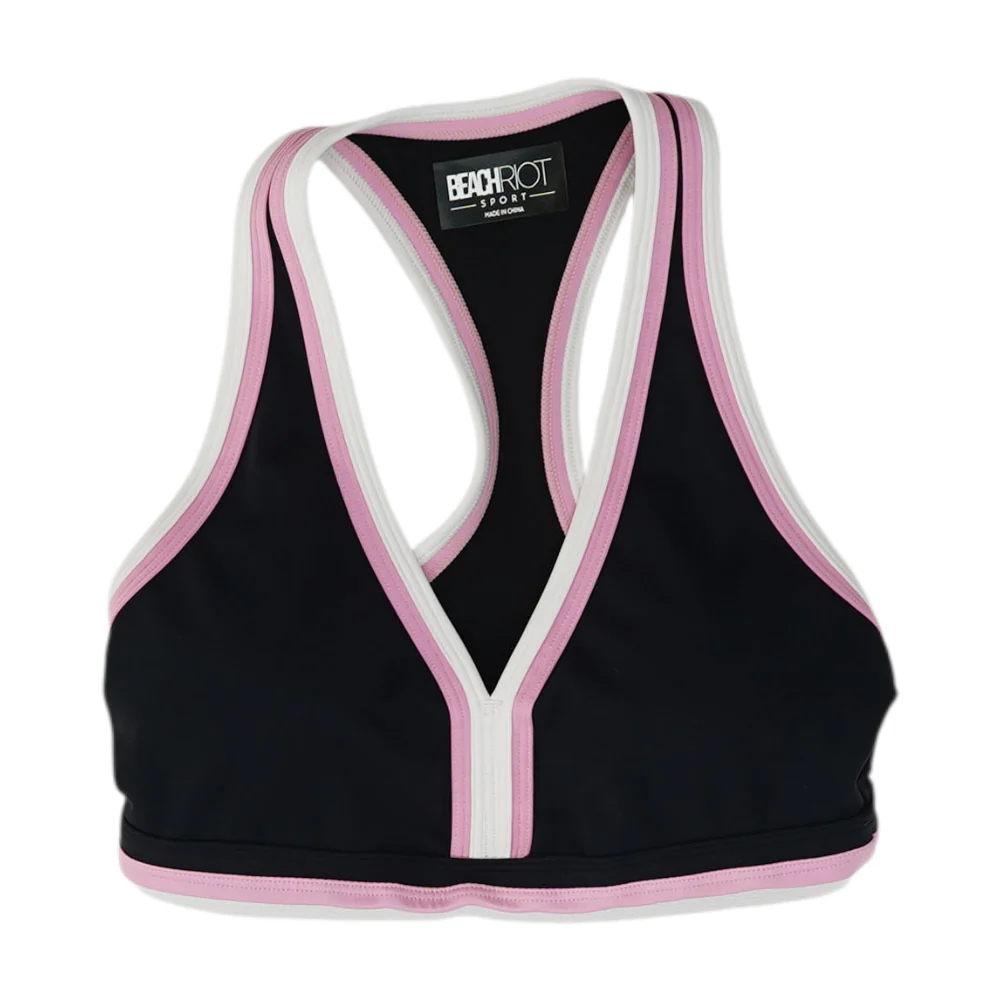 Black Color Block Swim Top