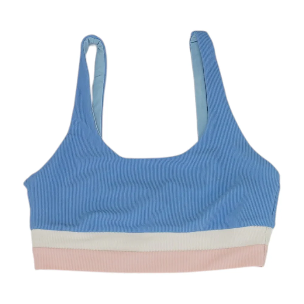 Blue Color Block Swim Top