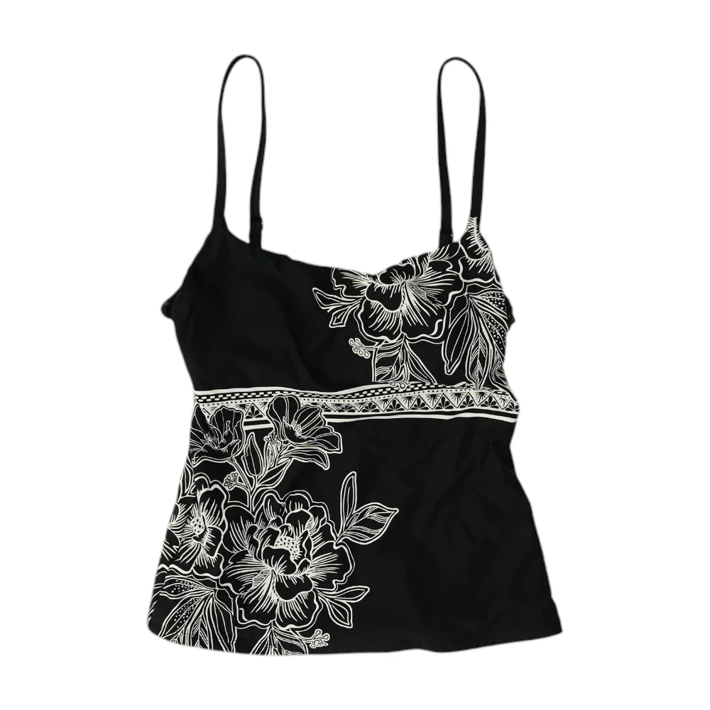 Black Floral Swim Top