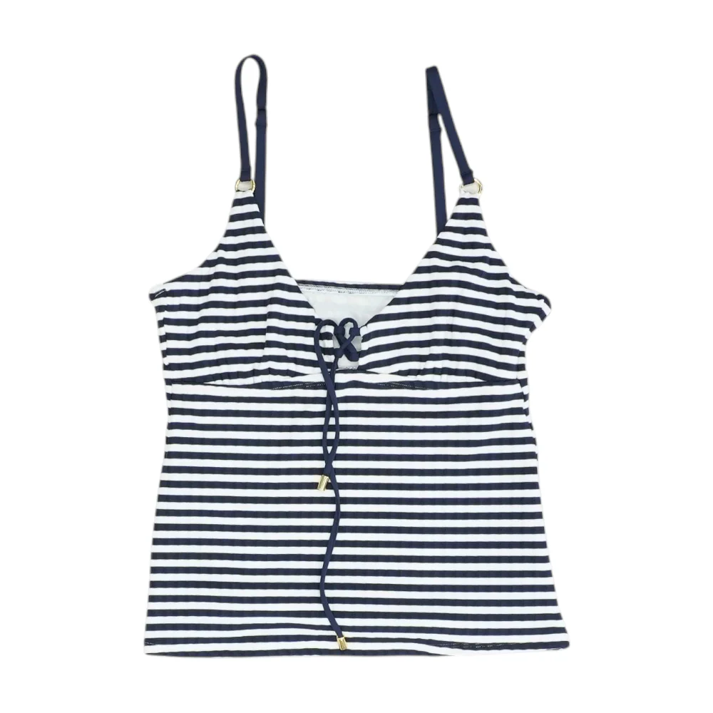 Navy Striped Swim Top