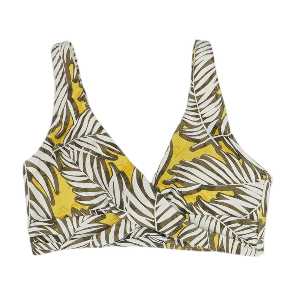 White Abstract Swim Top