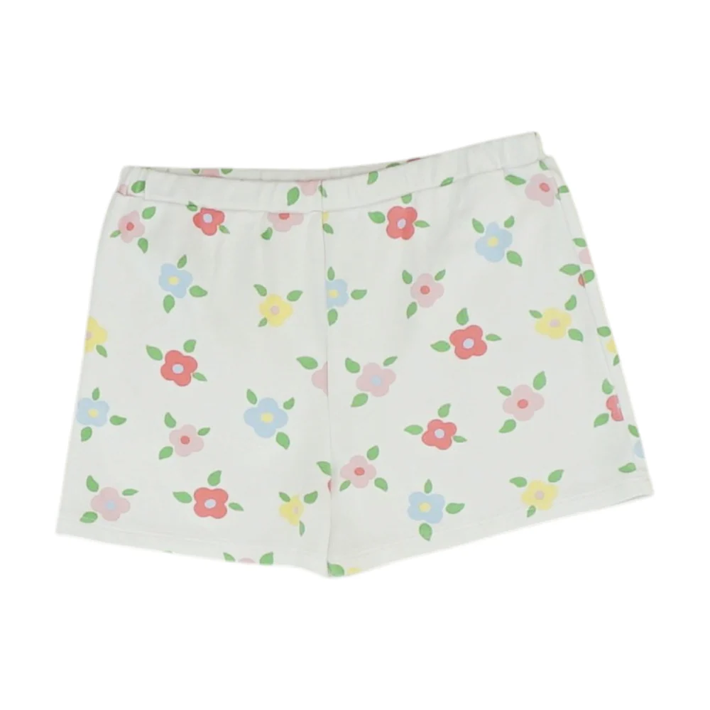 White Floral Active Shorts