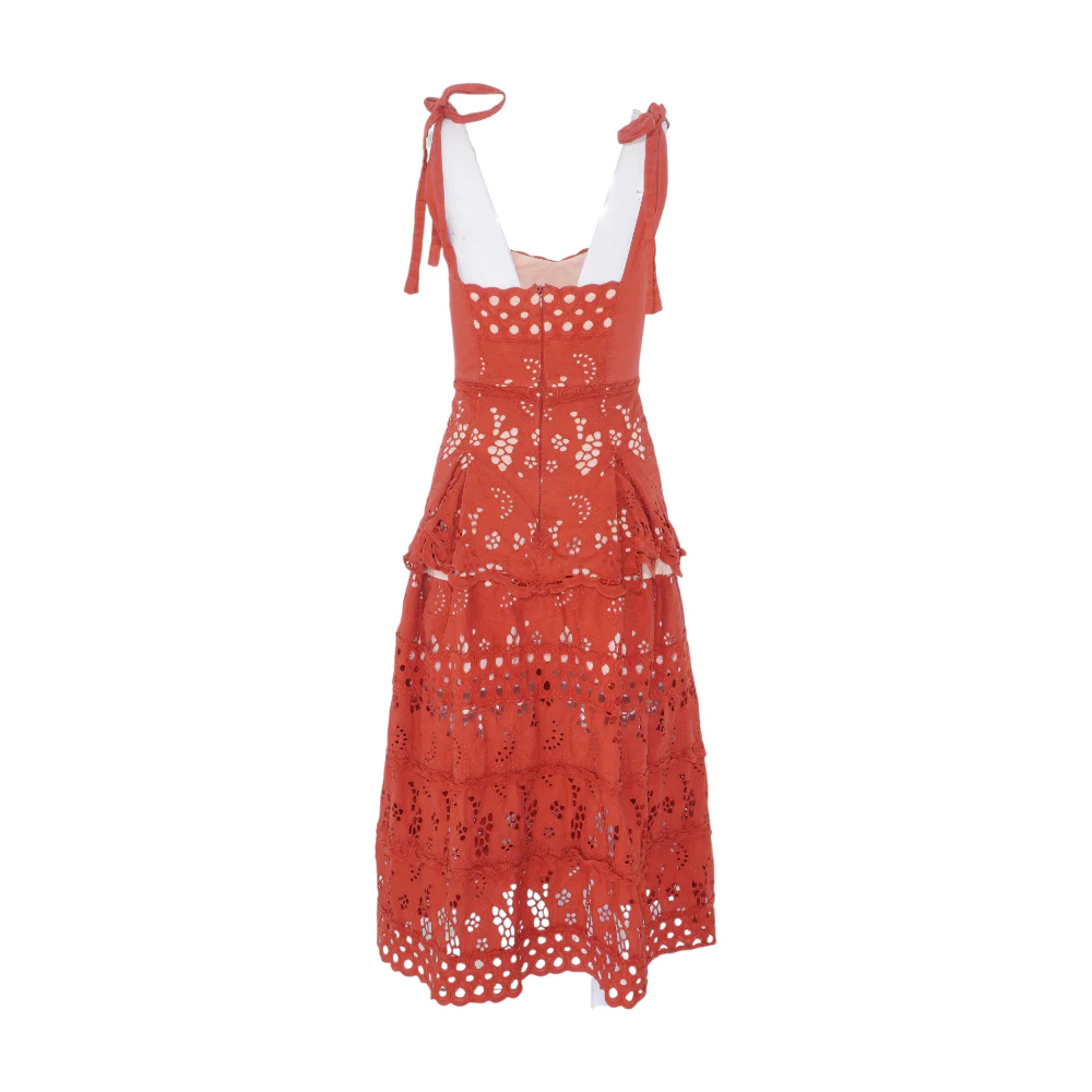 Rust Floral Midi Dress - Image 2