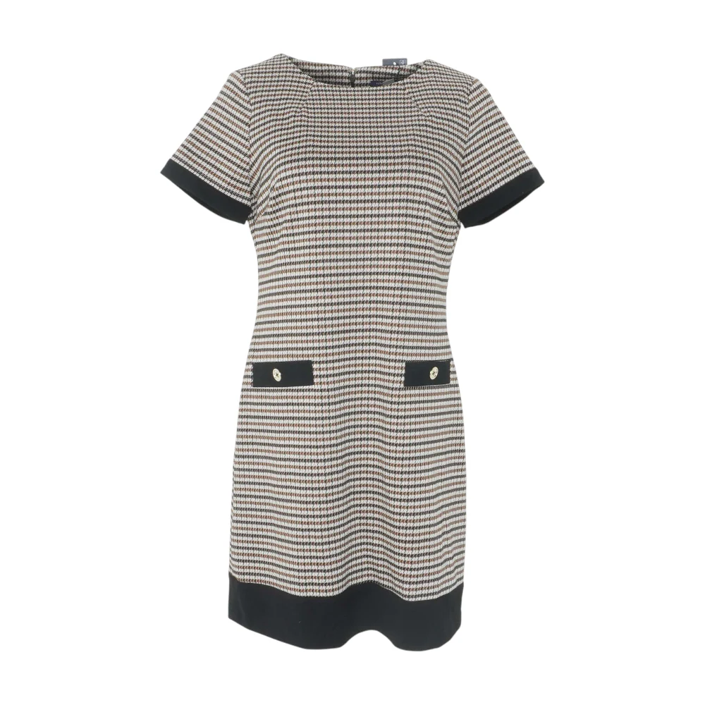 Beige Houndstooth Mini Dress