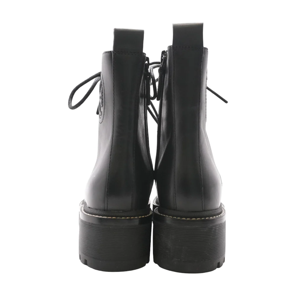 Black Leather Lace-Up Ankle Boots - Image 2