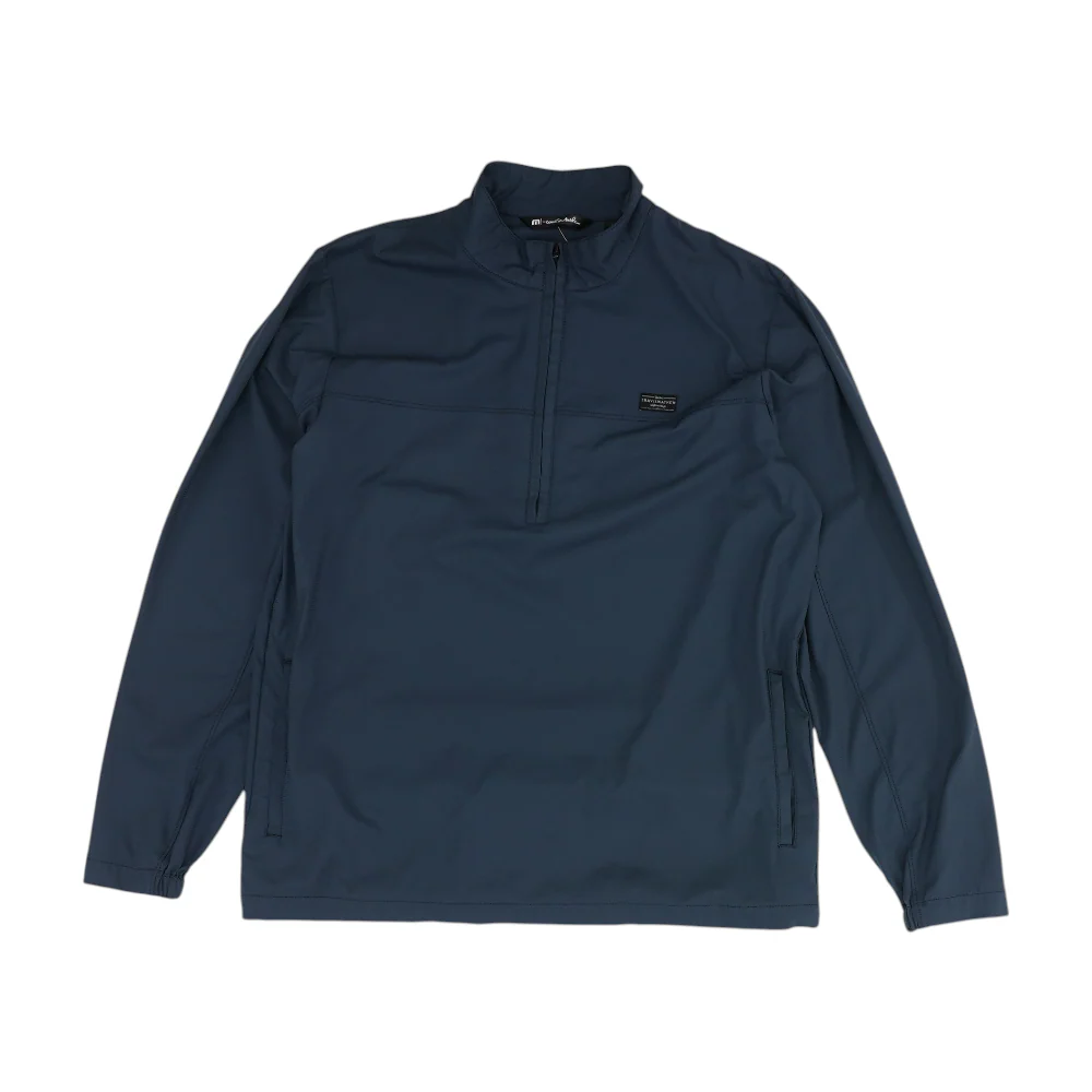 Blue Solid 1/4 Zip Pullover