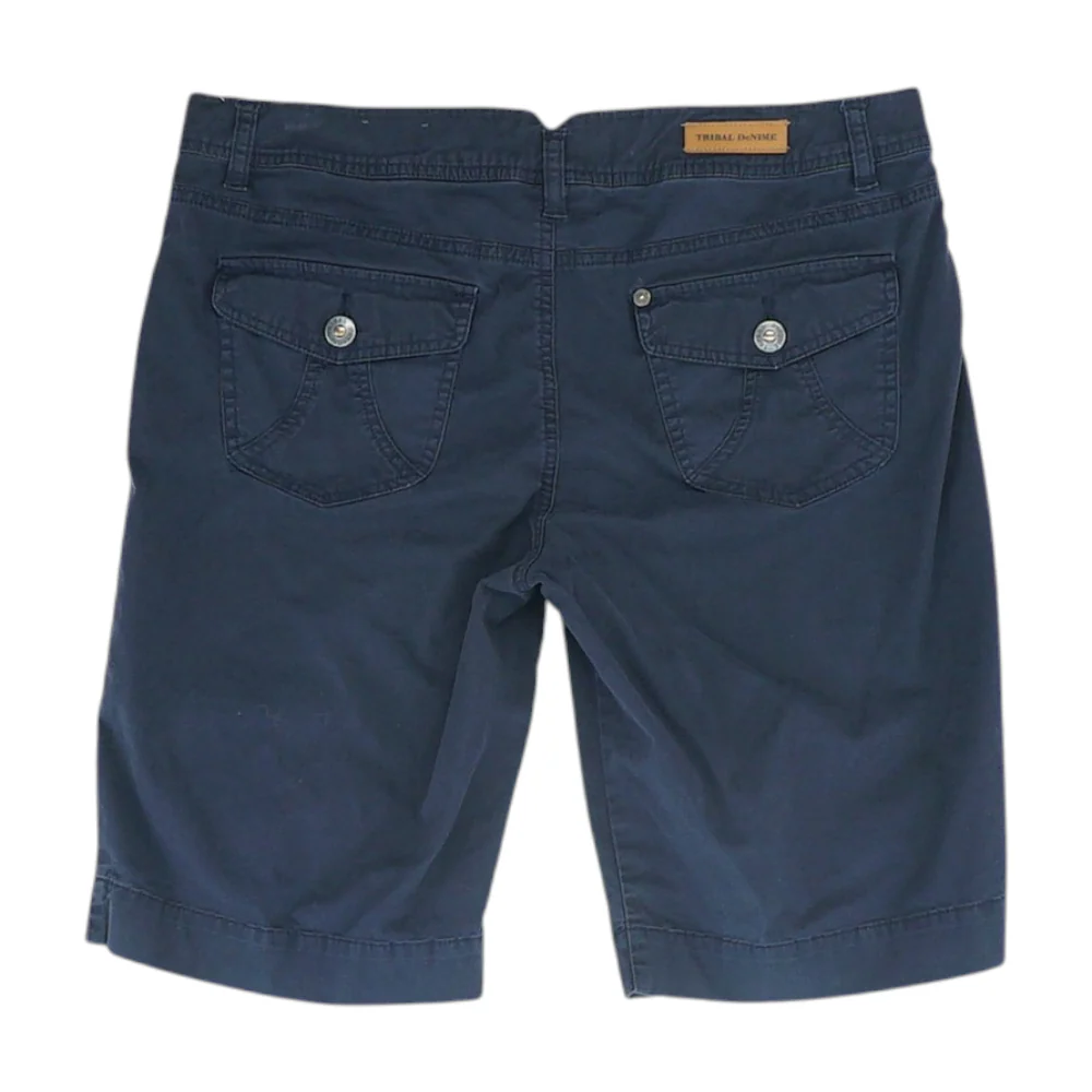 Navy Solid Denim Shorts - Image 2