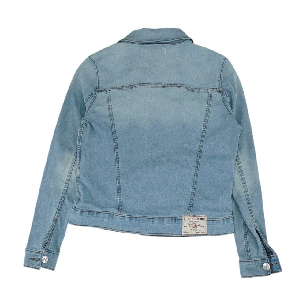 Blue Solid Denim Jacket - Image 2