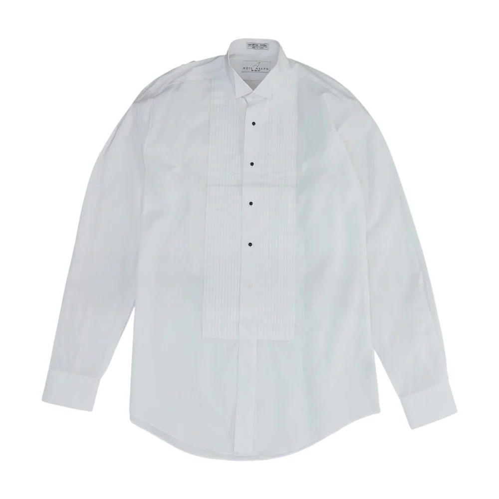 White Solid Tuxedo Button Down