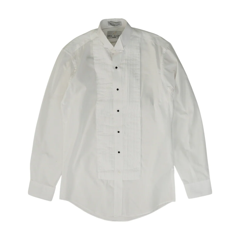White Solid Tuxedo Button Down