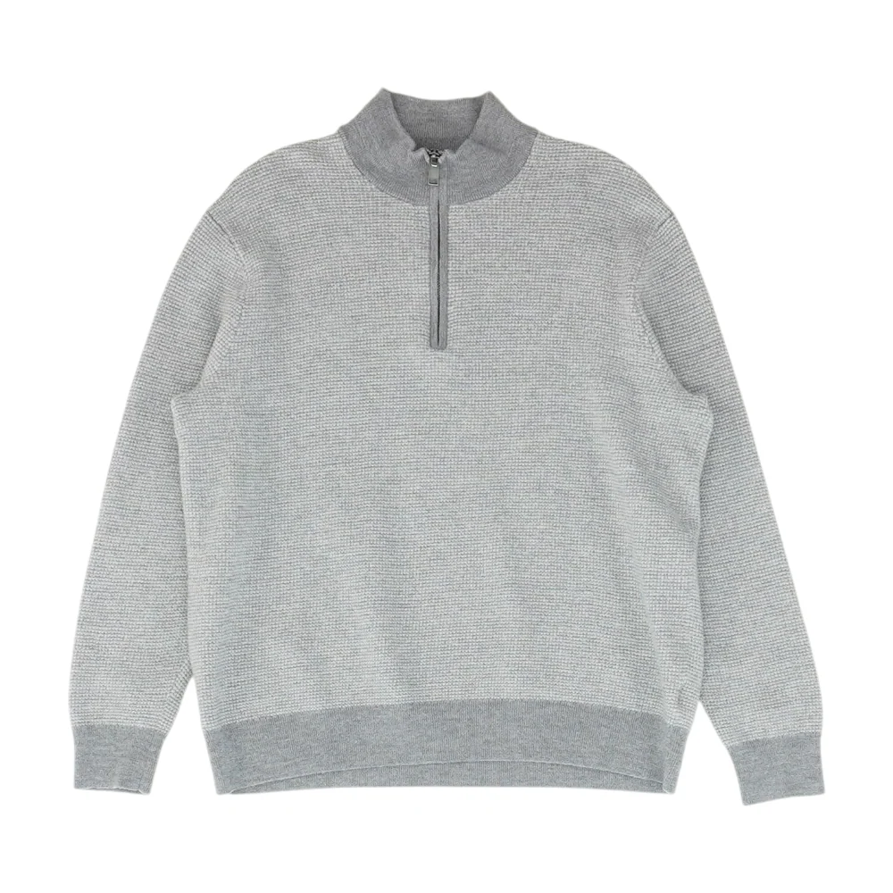 Gray Polka Dot 1/4 Zip Sweater