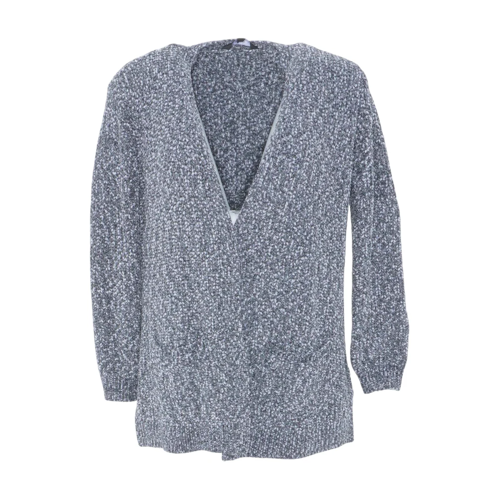 Gray Abstract Cardigan Sweater