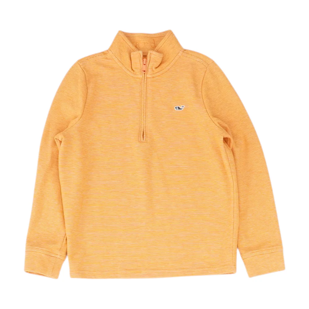 Orange Striped 1/4 Zip Pullover