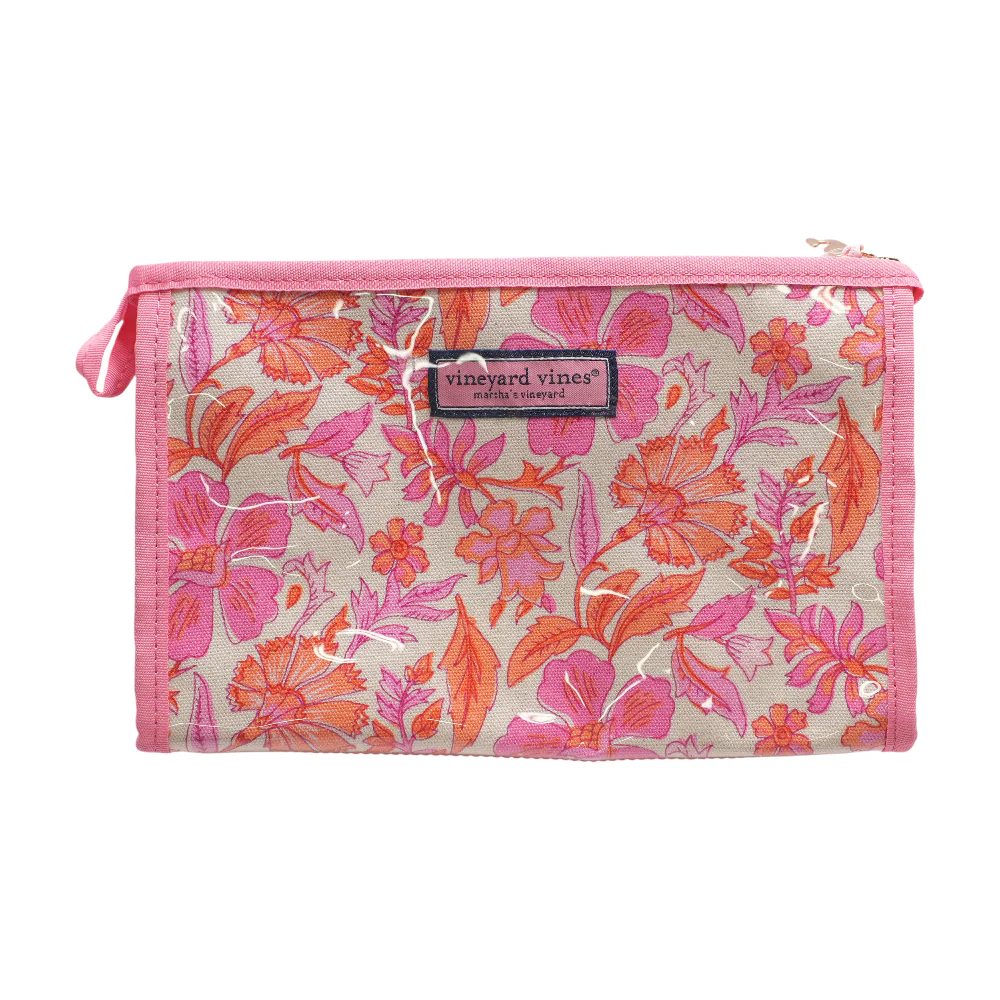 Pink Floral Makeup Bag