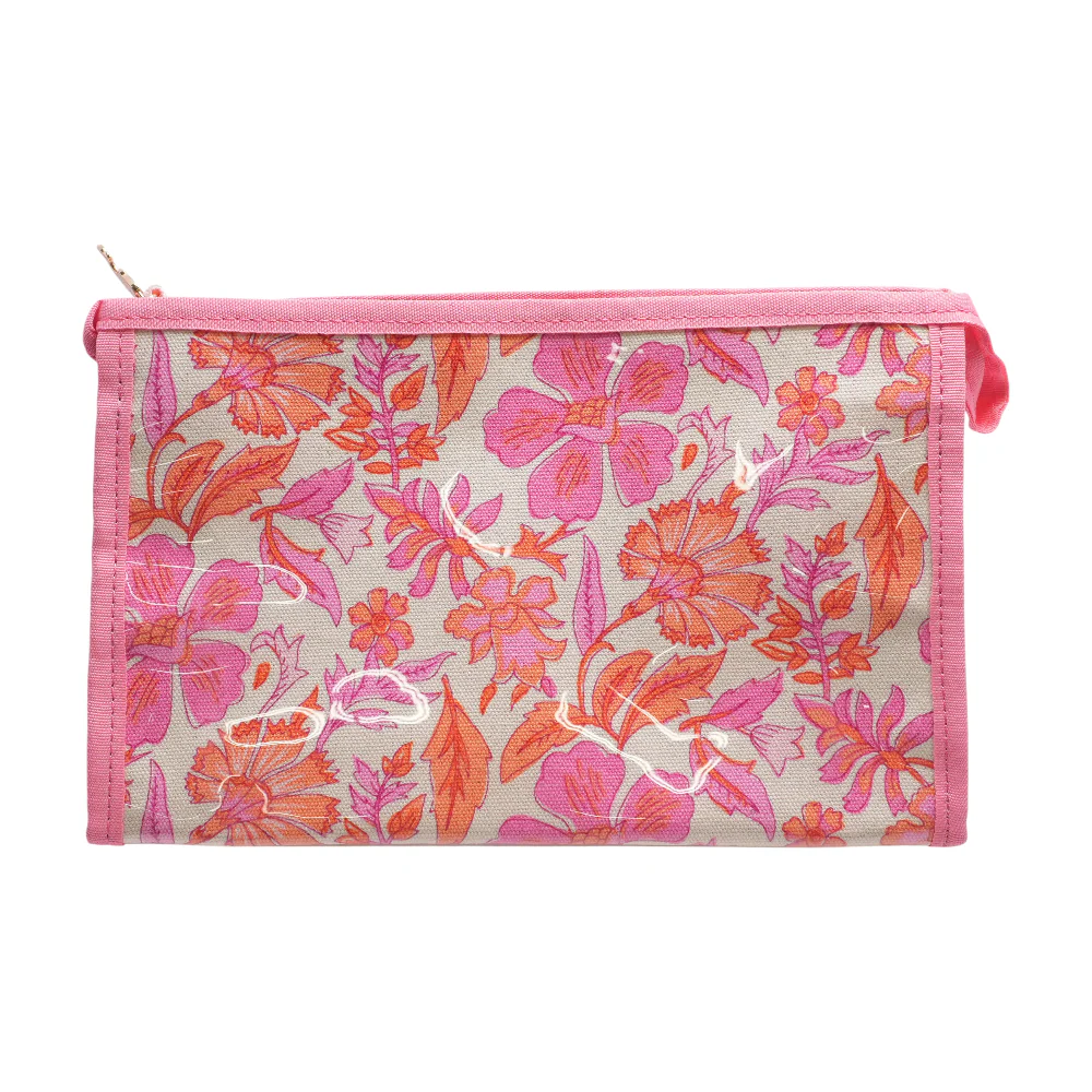 Pink Floral Makeup Bag - Image 2