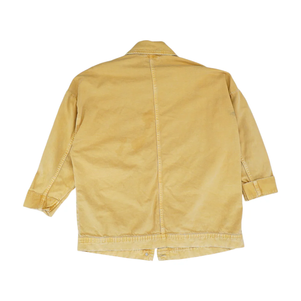 Orange Solid Denim Jacket - Image 2