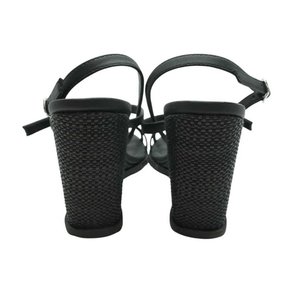 Black Wedged Sandals - Image 2