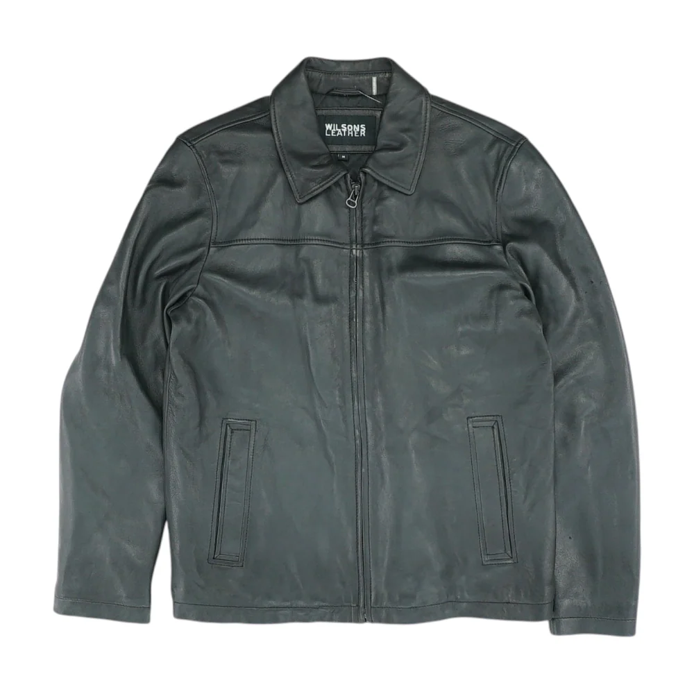 Black Solid Leather Jacket