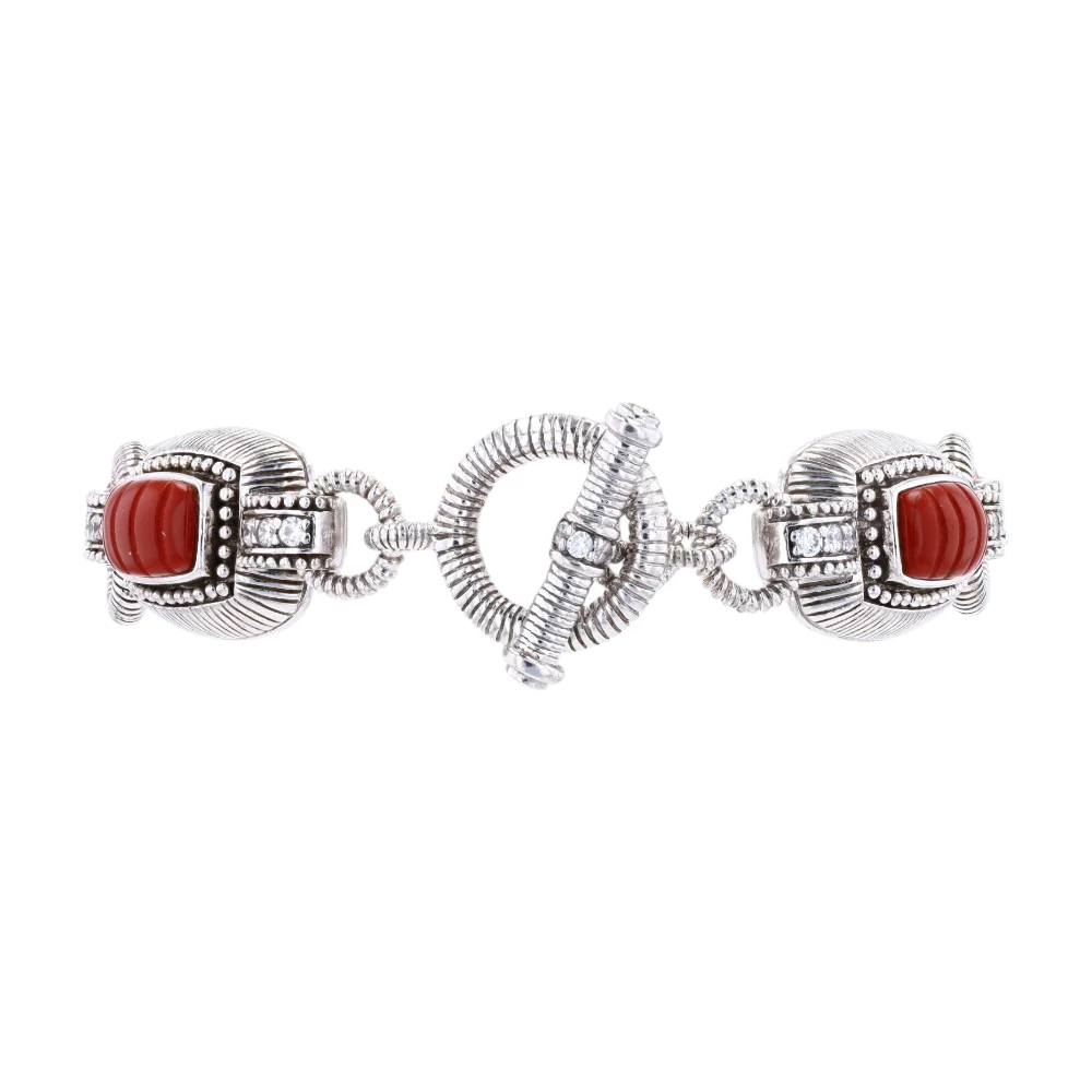 Sterling Silver Coral Chain Bracelet - Image 2