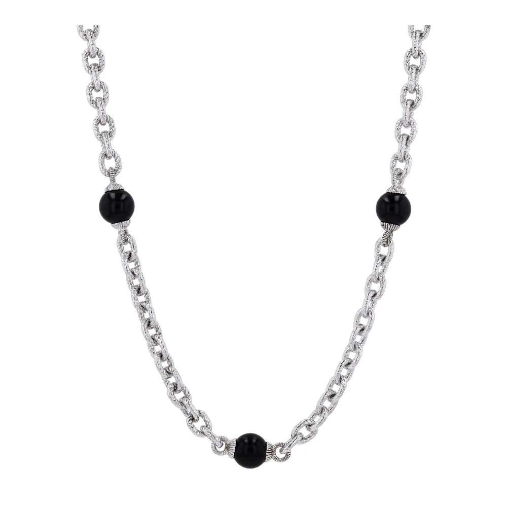 Sterling Silver Onyx Chain Necklace