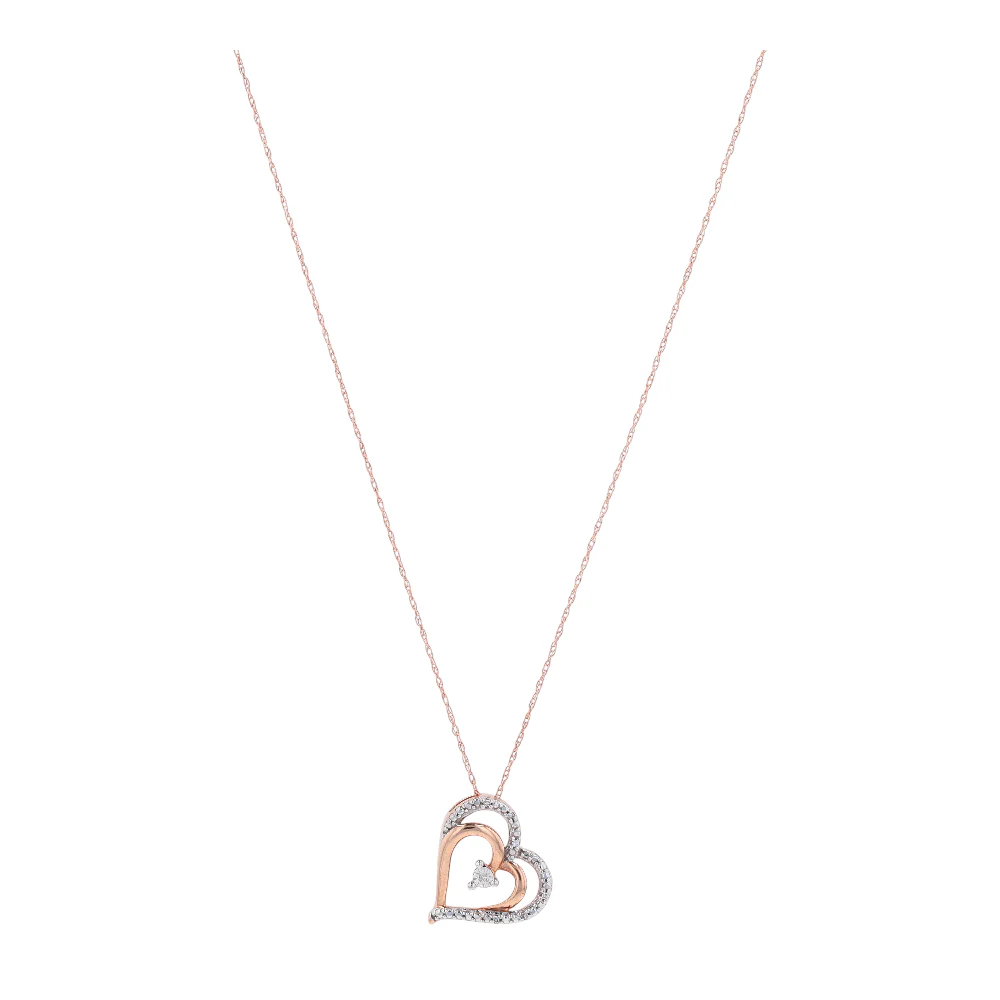 10K Two-Tone Gold Diamond Pendant Necklace