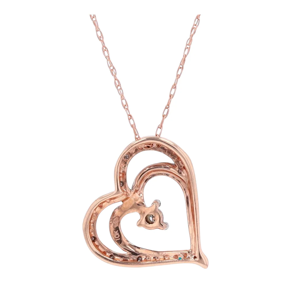 10K Two-Tone Gold Diamond Pendant Necklace - Image 4
