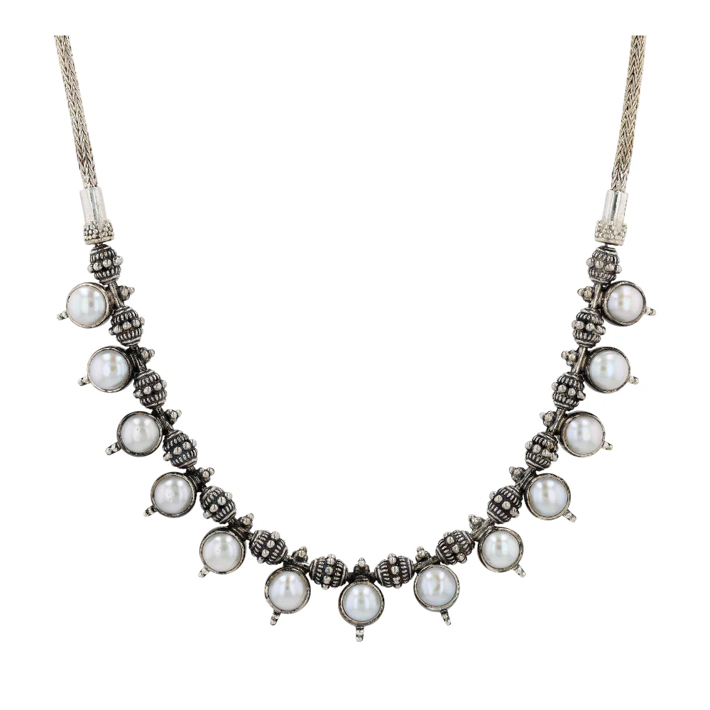 Sterling Silver Pearl Statement Necklace