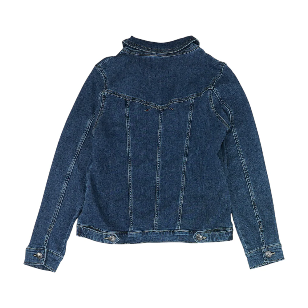 Blue Solid Denim Jacket - Image 2