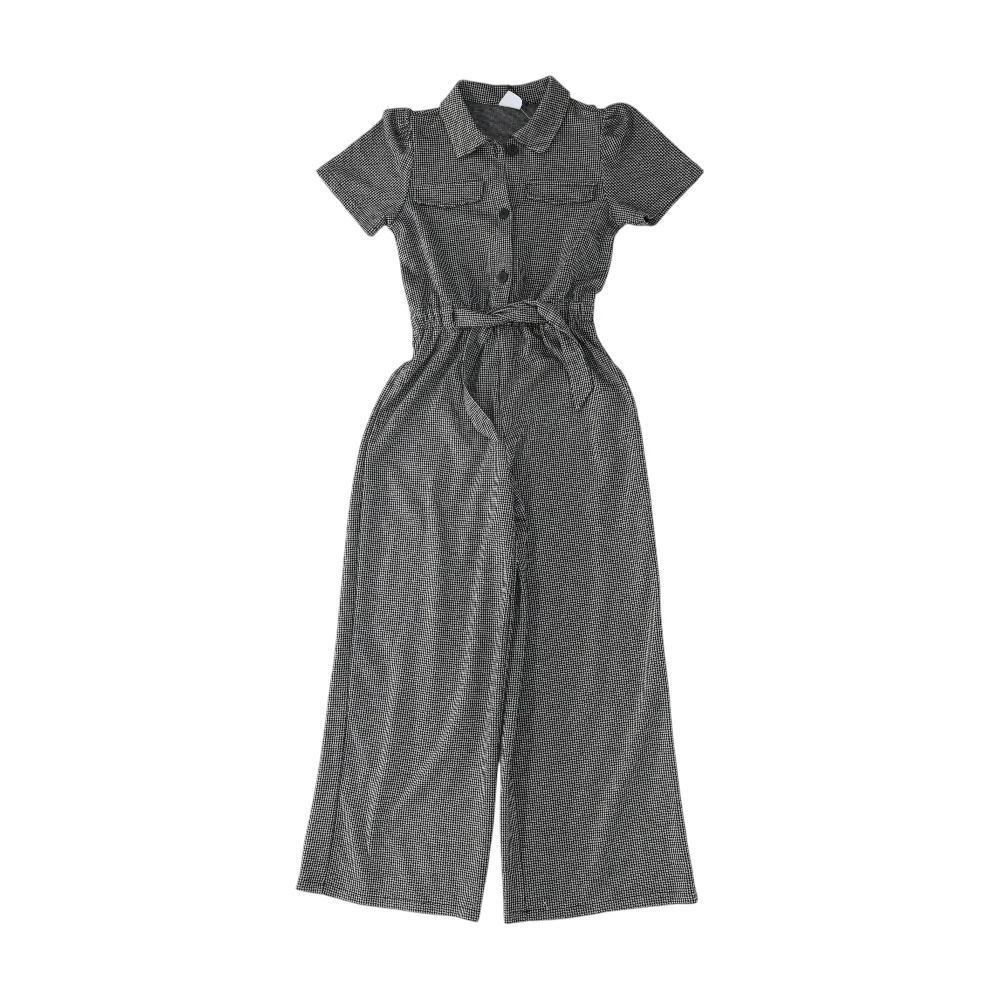 Black Houndstooth Short Sleeve One-Piece
