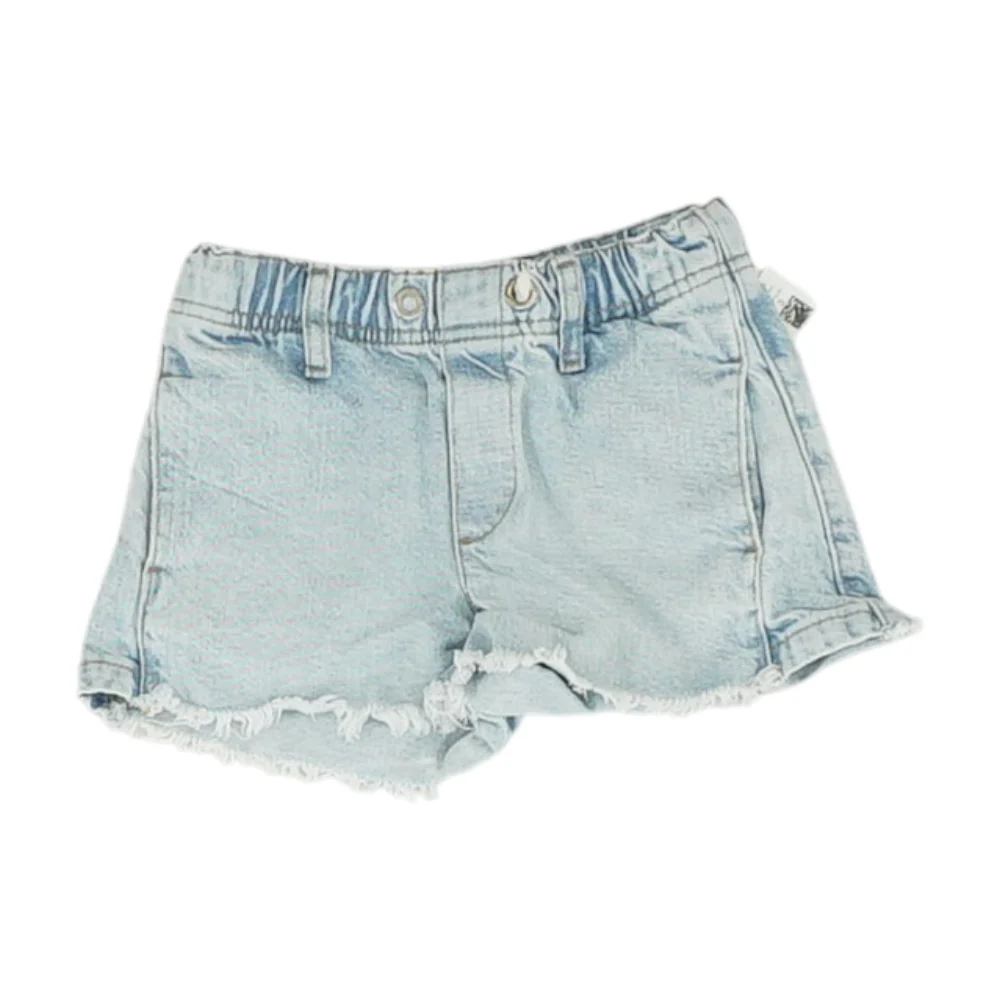Blue Solid Denim Shorts