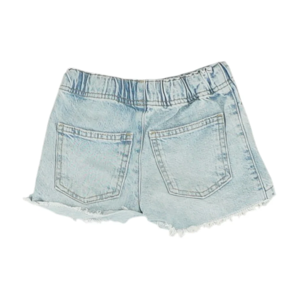Blue Solid Denim Shorts - Image 2