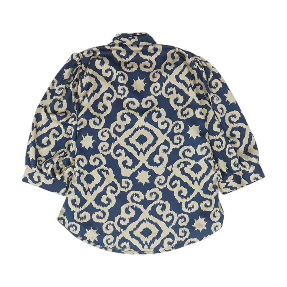 Navy Abstract Blouse - Image 2